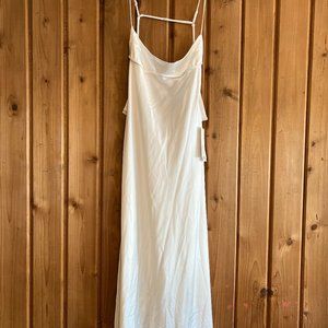 Zara White Satin Midi Dress with Open Back (New)